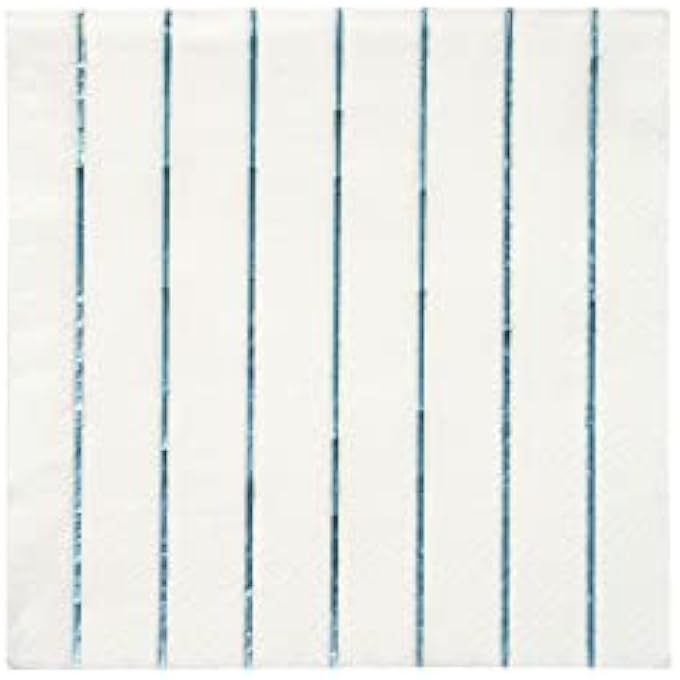 HOLOGRAPHIC BLUE SMALL NAPKINS  PACK OF 16, BRIGHT FOIL STRIPES, PARTY TABLE DECOR, BIRTHDAY & CELEBRATION, COCKTAIL & SNACK NAPKINS, FUN & VIBRANT DESIGN - Image 1